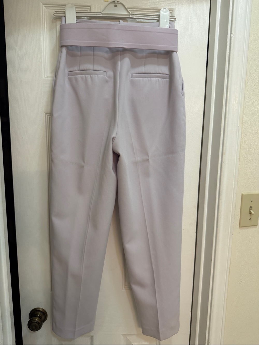 Zara Light Lavender High-Waist Belted Straight-Leg Pants - Picture 3 of 5